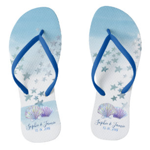 Waterkleurthema Beach Wedding Flipflops Teenslippers