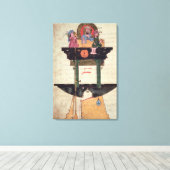 Waterklok met automatische figuren canvas afdruk (Insitu (Houten vloer))