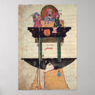 Waterklok met automatische figuren poster