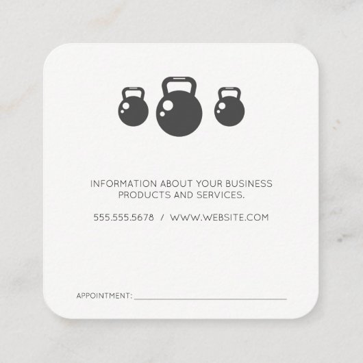 Waterkoker Bell Dumbell Icon | Personal Trainer Afsprakenkaartje (Achterkant)