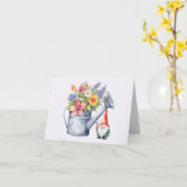 Waterkoker met bloemen en tuinkabouter kaart (Gele Bloem)