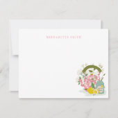 Waterkoker & Thee Tin Roze Bloemen Stationery Note Notitiekaartje (Voorkant)