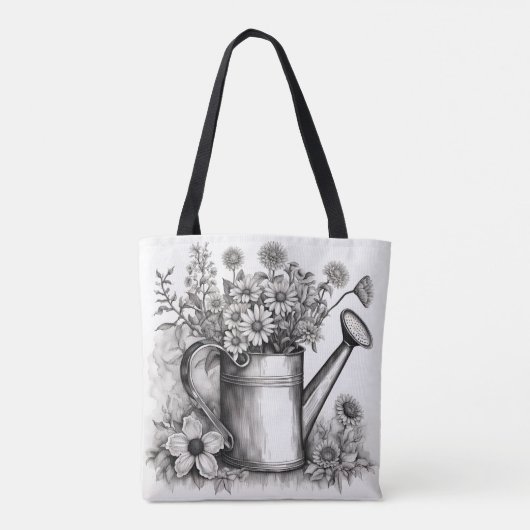 Waterkoker, Zwart & witte kunst, Lente Kunst Tote Bag (Achterkant)