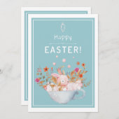 Waterkonijn Konijn in een bubbelbad Pasen Feestdagenkaart (Voorkant / Achterkant)