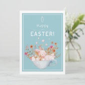 Waterkonijn Konijn in een bubbelbad Pasen Feestdagenkaart (Staand voorkant)