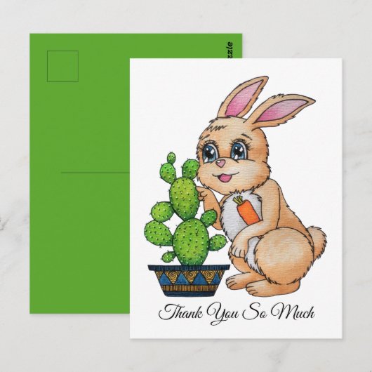Waterkonijn Met Mooie Cactus Briefkaart (Voorkant / Achterkant)