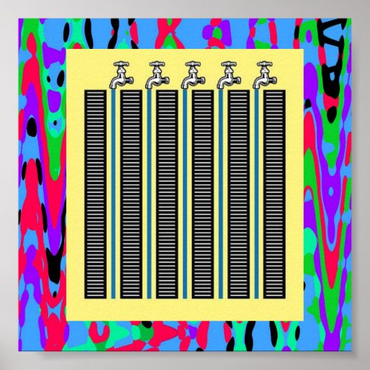 Waterkraan: stromende waterkrampen optische verlic poster (Voorkant)