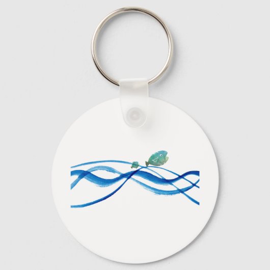waterkunst : vader vis , kind vis sleutelhanger (Voorkant)