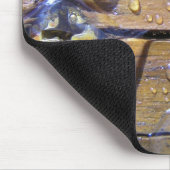 Waterkussentjes op de foto van verstijfd hout muismat (Hoek)