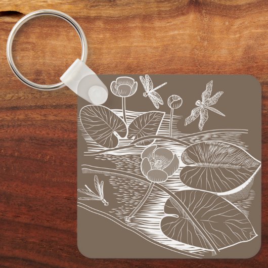 Waterlelbruine afbeelding sleutelhanger (Voorkant)