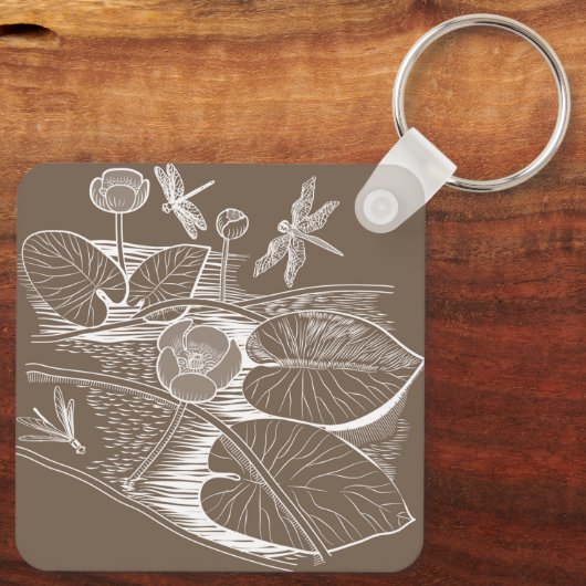 Waterlelbruine afbeelding sleutelhanger (Achterkant)