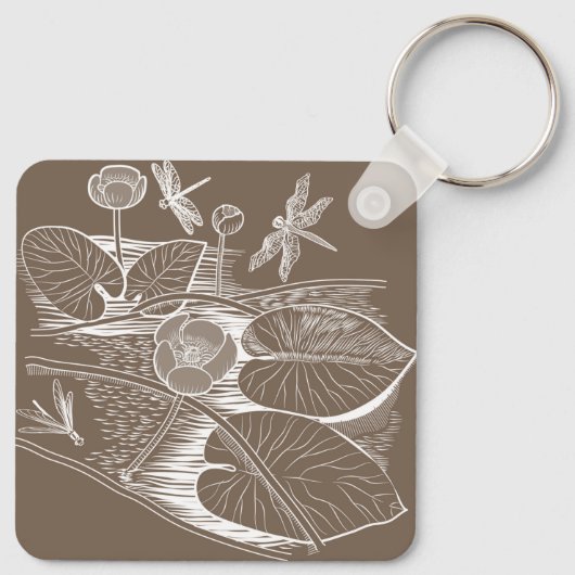 Waterlelbruine afbeelding sleutelhanger (Achterkant)