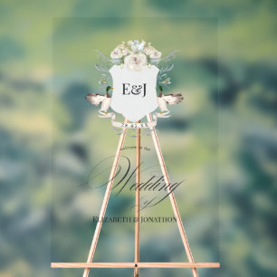 Waterlelende Eenden Laurel Crest Monogram Huwelijk Acryl Bord