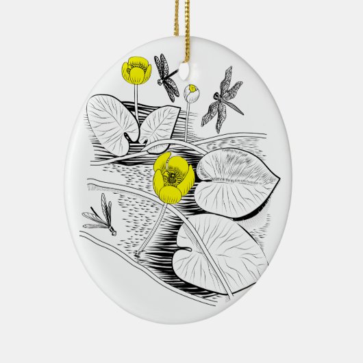 Waterlelengrafie Keramisch Ornament (Rechts)