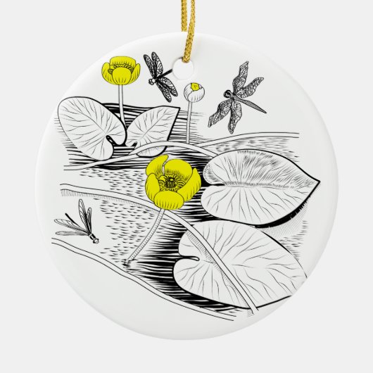 Waterlelengrafie Keramisch Ornament (Voorkant)