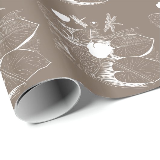 Waterlelengraving Cadeaupapier (Rol Hoek)