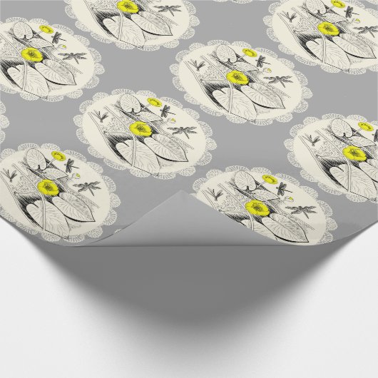 Waterlelengraving Cadeaupapier (Hoek)