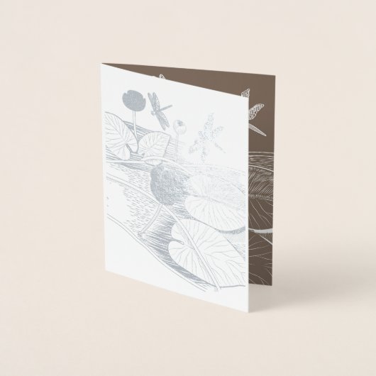 Waterlelengraving Folie Kaarten (Voorkant)