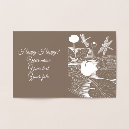 Waterlelengraving Folie Kaarten (Binnen)