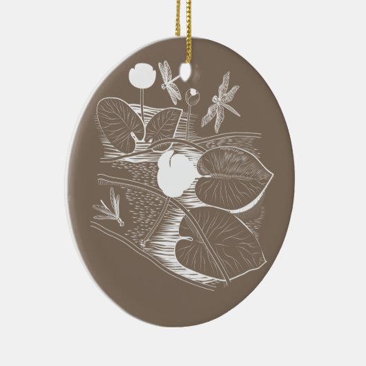 Waterlelengraving Keramisch Ornament (Rechts)