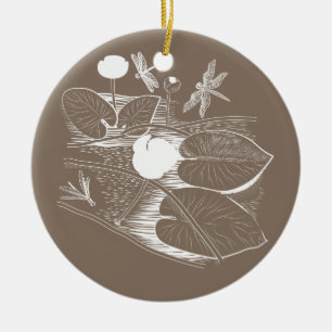 Waterlelengraving Keramisch Ornament