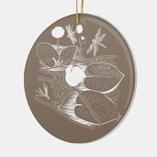 Waterlelengraving Keramisch Ornament (Links)