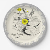 Waterlelengraving Papieren Bordje (Voorkant)