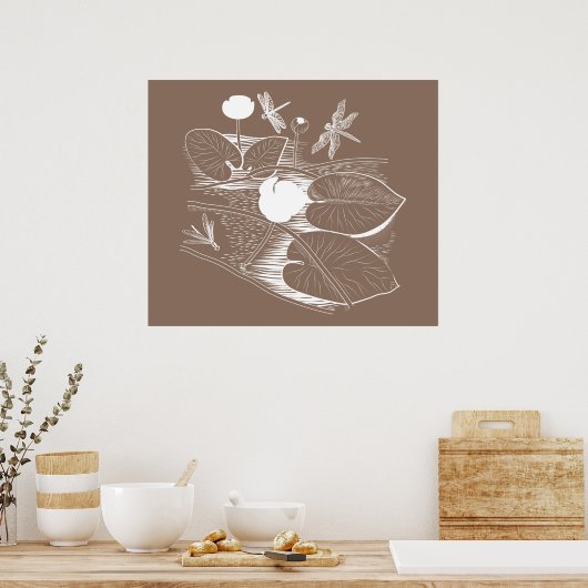 Waterlelengraving Poster (Keuken)