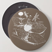 Waterlelengraving Ronde Button 6,0 Cm (Voorkant /achterkant)