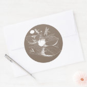 Waterlelengraving Ronde Sticker (Envelop)