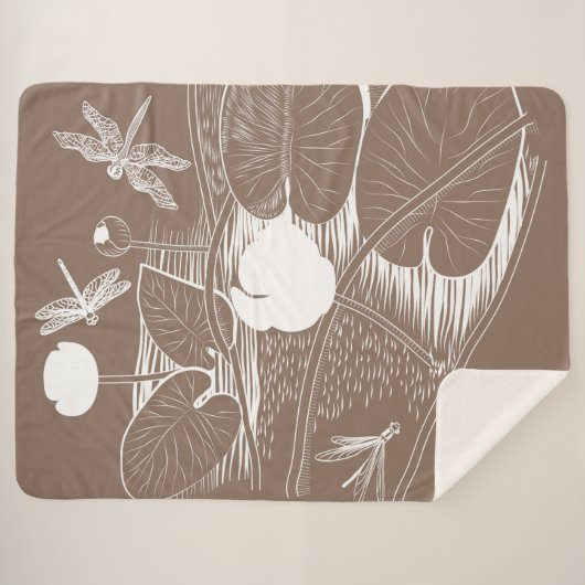 Waterlelengraving Sherpa Deken (Voorkant (horizontaal))