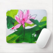Waterlelie abstract waterverf bloem kunst muismat (Met muis)