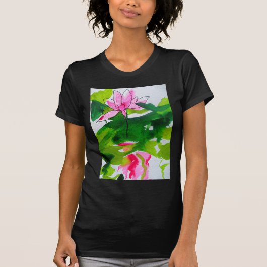 Waterlelie abstract waterverf bloem kunst t-shirt (Voorkant)