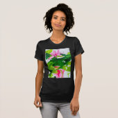 Waterlelie abstract waterverf bloem kunst t-shirt (Voorkant volledig)