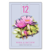 Waterlelie blauw roze waterverf bruiloft kaart (Achterkant)