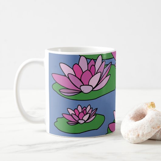 Waterlelie bloemen koffiemok (Met donut)