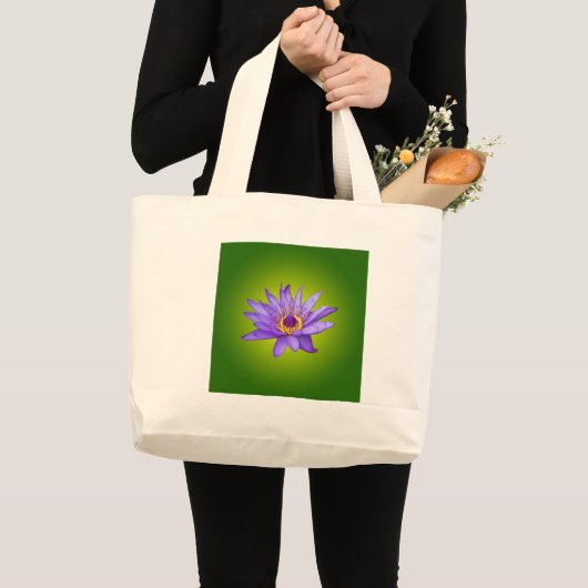 Waterlelie Bloemvijver Aquatische Paarse waterbloe Grote Tote Bag (Voorkant (product))