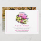 Waterlelie botanische kunst roze aangepaste foto b kaart (Voorkant / Achterkant)