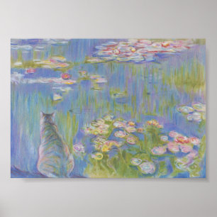 Waterlelie en kat Oscar-Claude Monet Poster