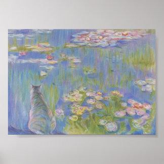 Waterlelie en kat Oscar-Claude Monet Poster