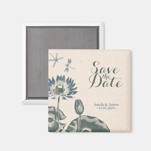 Waterlelie en libel Save The Date Magneet (Voorkant / Achterkant)