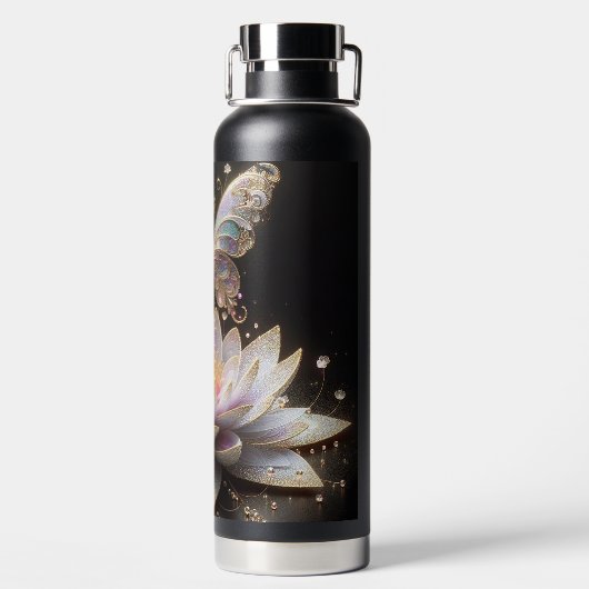 Waterlelie & Glitter vlinder Waterfles (Achterkant)