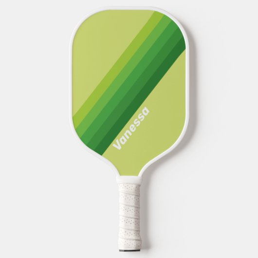 Waterlelie Groene Strepen met Naam Pickleball Paddle (Voorkant)
