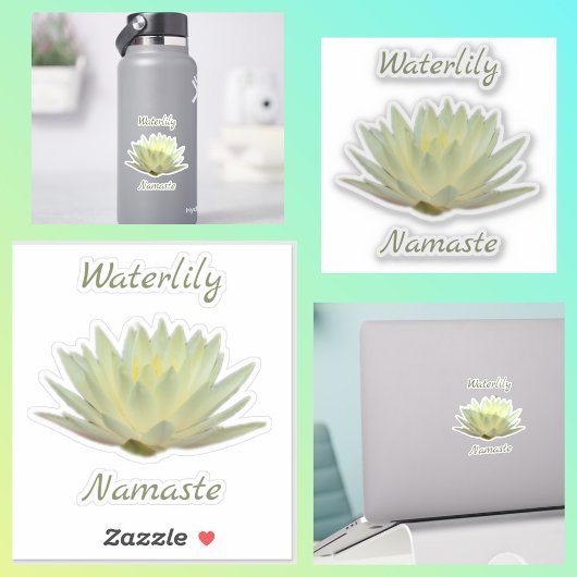 Waterlelie Lotus Namaste Pastel geel groen Sticker