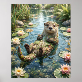 Waterlelie Otter Rivier Vreugde Poster