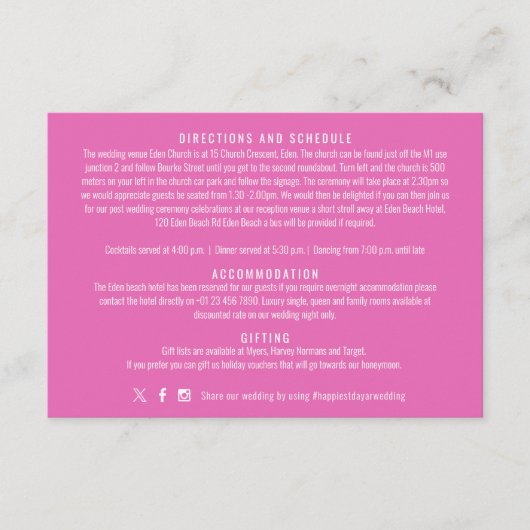 Waterlelie roze blauw waterverf kunst bruiloft det informatiekaartje (Voorkant)