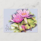 Waterlelie roze blauw waterverf kunst bruiloft det informatiekaartje (Achterkant)