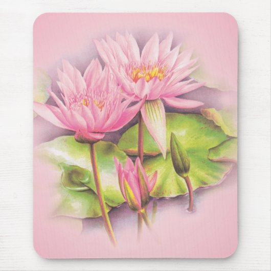 Waterlelie roze fine art bloemenmuis mat muismat (Voorkant)