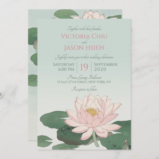 Waterlelie Trouwkaart Kaart (Voorkant / Achterkant)