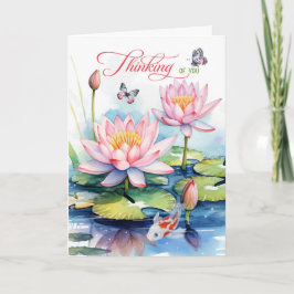 Waterlelie Tuin met Koi Vis Denk Aan Jou Kaart